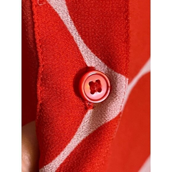 Lane Bryant Top Women 18 Red Sheer Circle Twee Festive Mature Classic Preppy 80s - Picture 6 of 15